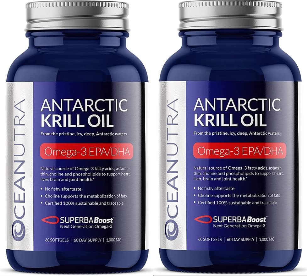 100% Czysty kryl Oil 1000MG 120- Day Supply Double Strength 56% Fosholipids Astaxanthin Zrównoważona Antarktyka SuperbaBoost Omega 3 EPA DHA Heart Brain Skin Care, Third-Party Tested, No Fish Oil