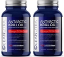 100% Czysty kryl Oil 1000MG 120- Day Supply Double Strength 56% Fosholipids Astaxanthin Zrównoważona Antarktyka SuperbaBoost Omega 3 EPA DHA Heart Brain Skin Care, Third-Party Tested, No Fish Oil