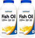 Nutricost Fish Oil Omega 3 Softgels with EPA & DHA (1000mg Fish Oil, 560mg Omega-3), 240 Softgels, Non-GMO, Gluten Free. (Opakowanie 2)