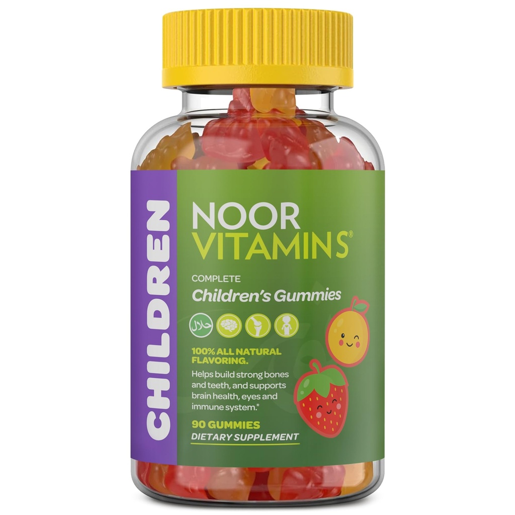 Halal Vitamins, Kids Vitamins, Kids Multivitamin Gummies Noor Vitamins: Witamina C dla dzieci, D3 i Cynk dla odporności, B6 B12 dla energii. Non-GMO, Gummies Halal - 90 Hrabia Gummy Witaminy dla dzieci