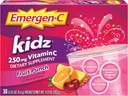 Emergen- C Kidz 250mg Dzieci Witamina C Proszek, Kofeina wolna, Napoje immunologiczne, Flavor poncz owocowy - 30 Count / 1 Miesiąc dostaw