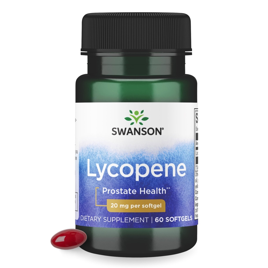 Swanson Lycopene- Natural Men 's Health Supplement Promowanie Prostate & Heart Health, Wspiera ciśnienie krwi w normalnym zakresie (60 Softgels)