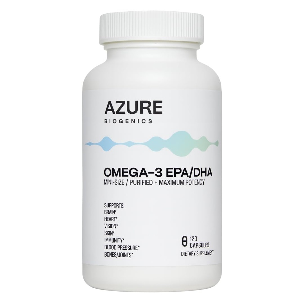Omega-3 Supplement-High Potency EPA/DHA Fish Oil- Supports Brain, Heart, Vision, Skin, Immunity, Blood Pressure & Bones/Joint*-Molecularly Distilled, Ultra-Purified-120 Easy to Swallow, Mini Softgels