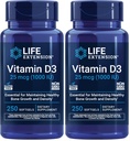 Life Extension Vitamin D3 25 mcg (1000 IU), Immune System Support, Bone Health, Whole-Body Health, Value Size, Gluten-Free, Non-GMO, 250 softgels (Pack of 2)