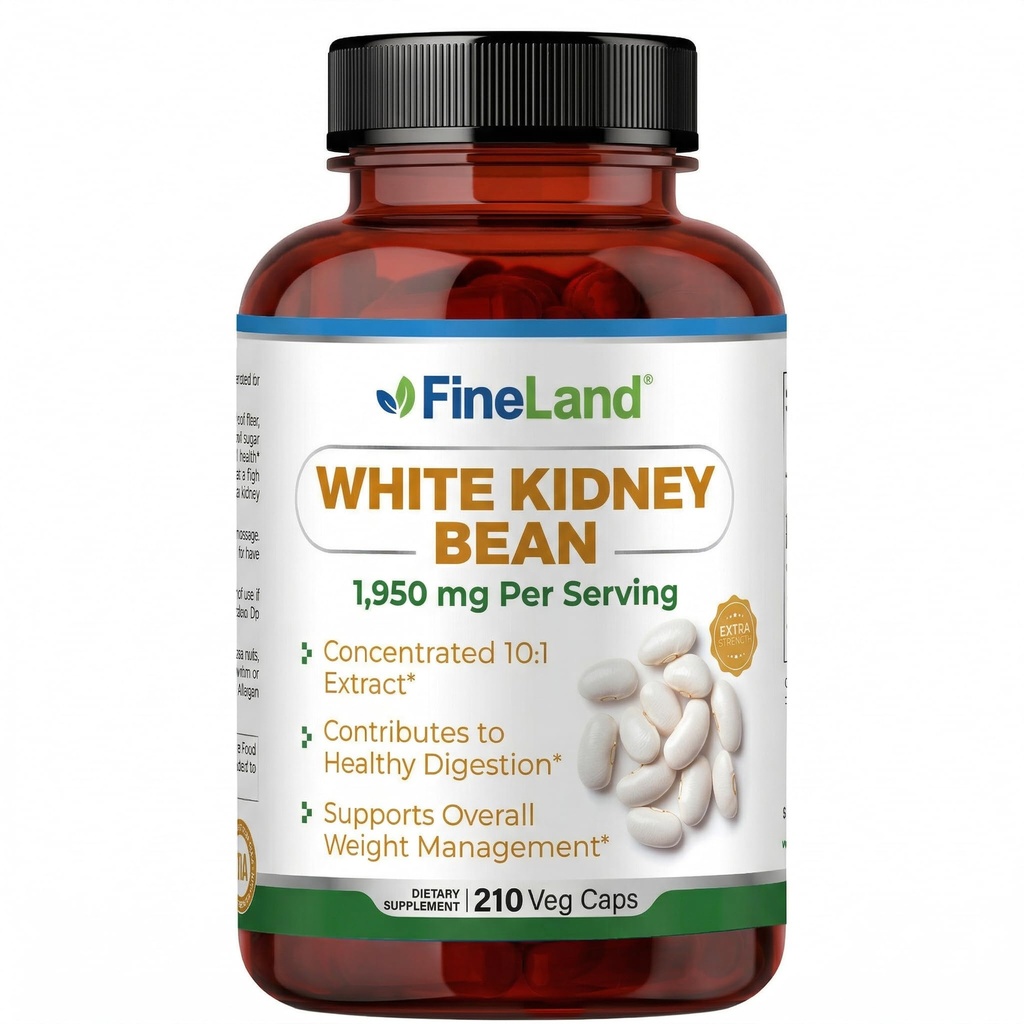 FineLand White Nerki Bean Extract 10: 1 - 19,500 mg ekwiwalent na Serving, 210 Kapsułki wegetariańskie - Wspiera Carb Metabolizm i Digestive Comfort - Non-GMO, Made in USA