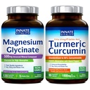 Wrodzona witalność Magnezu Glycinate & Turmeric Bundle, Wysoka absorpcja, Joint, Muscle & Nerve Health, Black Pepper Extract, Bundle & Save, 120 kapsułki & 90 kapsułki