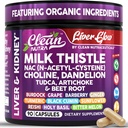 Clean Nutra Organic Milk Thistle Supplement | Liver Cleanse Detox & Repair + NAC Choline Dandelion Root TUDCA Artichoke Beet Root Burdock Holy Basil Kidney & Liver Support 90 Vegan Capsules