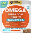Omega 3 Fish Oil for Dogs (180 Ct) - Chews Skin & Coat - Suchy & Swędzacz skóry Relief + Wsparcie alergii - Shiny Coats - EPA & DHA Fatty Acids - Natural Salmon Oil Chews Promotes Heart, Hip & Joint Support