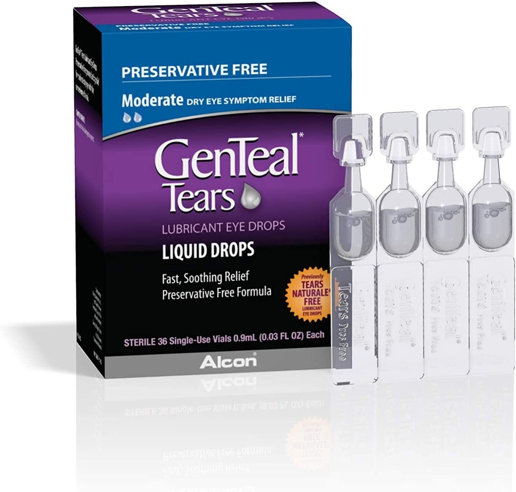 Genteal Tears płynne krople, jednodawkowe fiolki - 36 ct, opakowanie po 3