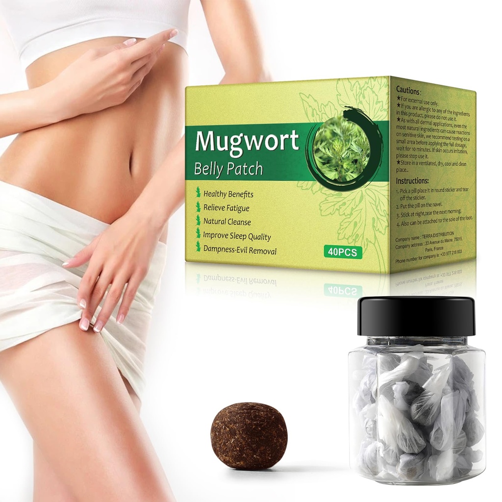40pc Mugwort Navel Sticker -Natural Wormwood Essence Pills i Belly Sticke, Healthy Moxibustion Belly Sticker, Natural Cleanse Dampness- Evil Removal, Relieve Fatigue, Poprawa jakości snu