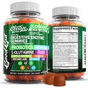 Czysty Nutraceuticals Digestive Enzymes z Probiotyki i Prebiotyki dla Gummies Digestive Health & L- Glutamina dla Gut Health Bromelain Jabłko Pectin Inulina FOS Roślina na bazie Wegan Gummy Witaminy