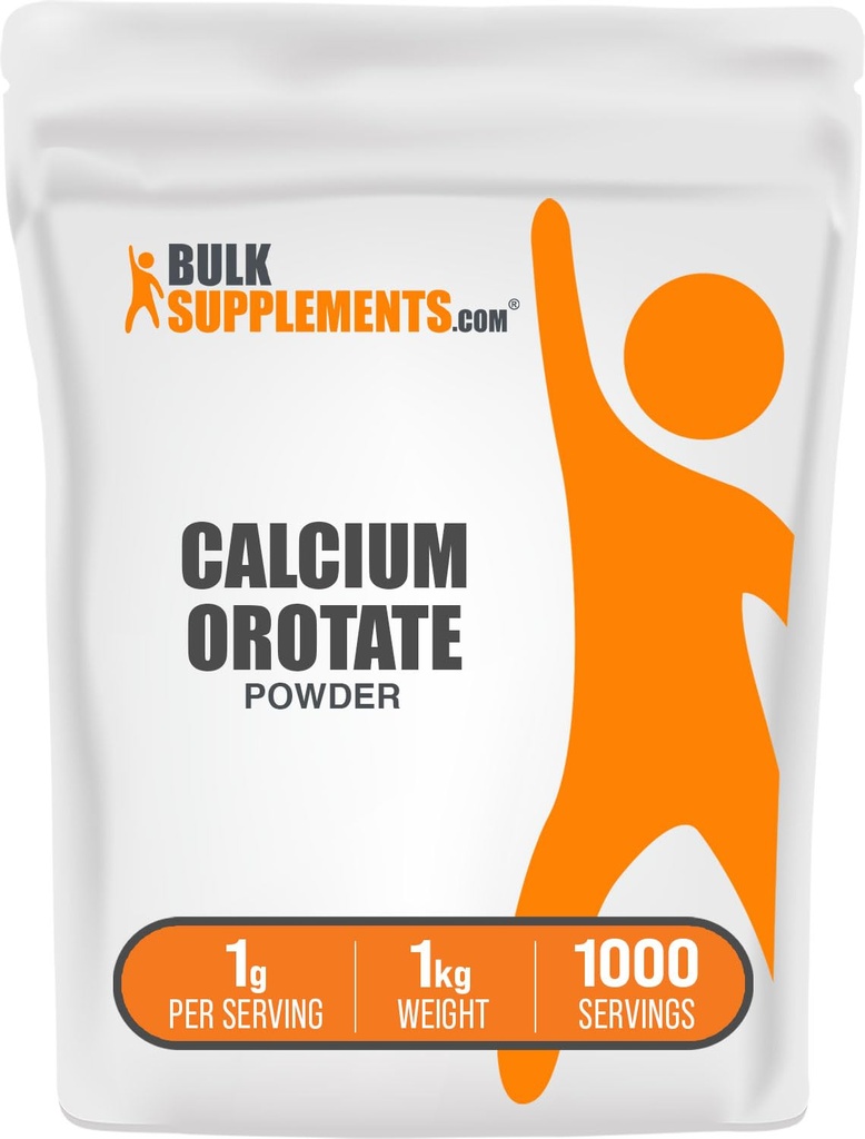 BulkSupplements.com Wapnia Orotacyjny Proszek - Suplement Wapnia, Wysoka Biodostępność - Unflavored & Gluten Free, 1 g na Serving, 1 kg (2,2 kg) (Opakowanie po 1)