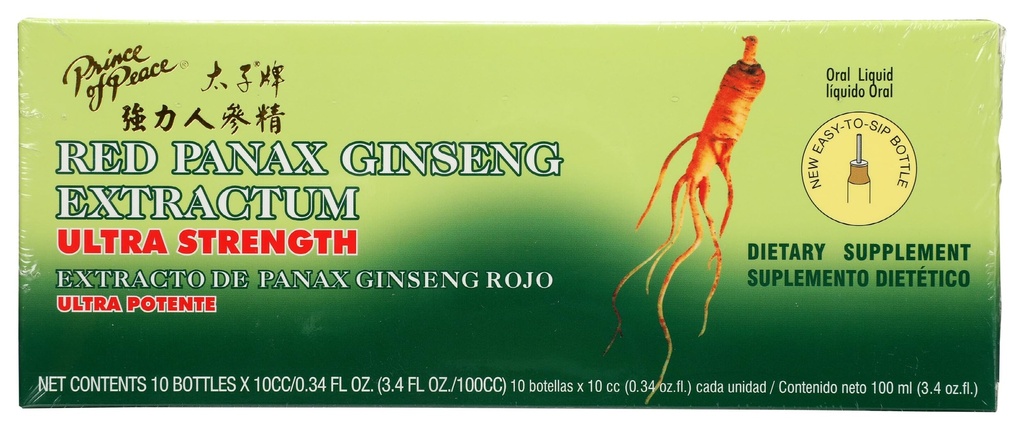 Książę Pokoju Czerwony Panax Ginseng Extractum Ultra Siła -- 3.4 oz - 10 butelek