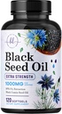 Black Seed Oil Softgels 1000mg - Premium Nigella Sativa Blackseed, Pure Natural Black Cmin Seed Oil & Przeciwutleniacz do skóry i immunologicznego wsparcia - Nie GMO, Butelki w suplemencie USA - 120 Softgels
