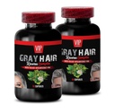 Anti gray hair pills - GRAY HAIR REVERSE COMPLEX - Barley Grass Juice Powder, Biotin, Hair growth vitamins for women and men, L-Tyrosine, Saw Palmetto Berries, Gray hair 2 Bottles 120 Capsules