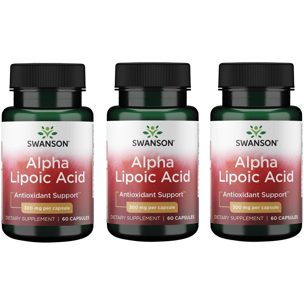 Swanson Alpha Lipoic Acid - suplement aktywności przeciwutleniający - 300 mg 60 kapsułek (3 opakowania)