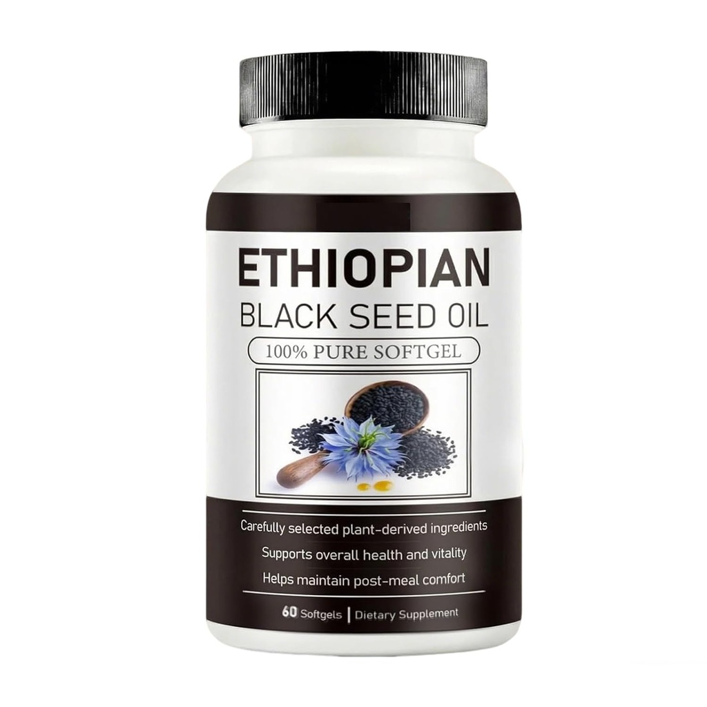 Purely Ethiopian Black Seed Oil Softgels丨4.64% Thymoquinone丨Quality Cold-Pressed丨Non-GMO, Gluten-Free, 60 Softgels