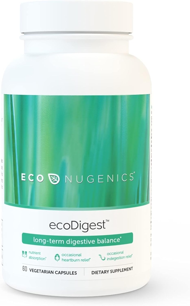 EcoNugenics EcoDigest Digestive Health Supplement - 60 Capsules- Digestive Support - Zioła, Grzyby lecznicze i enzymy