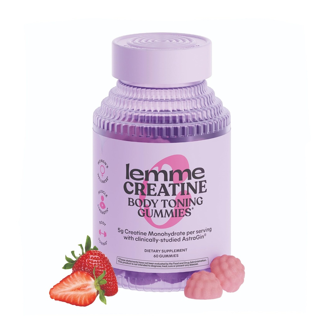 Lemme Gummie jednopokładowe dla kobiet i mężczyzn, 5g Dawka do wsparcia Lean mięśni, Siła, Odzysk, Cognitive Health, w / Ginseng do wchłaniania, Sour Truskawki, NSF Certified, 60 Gummies