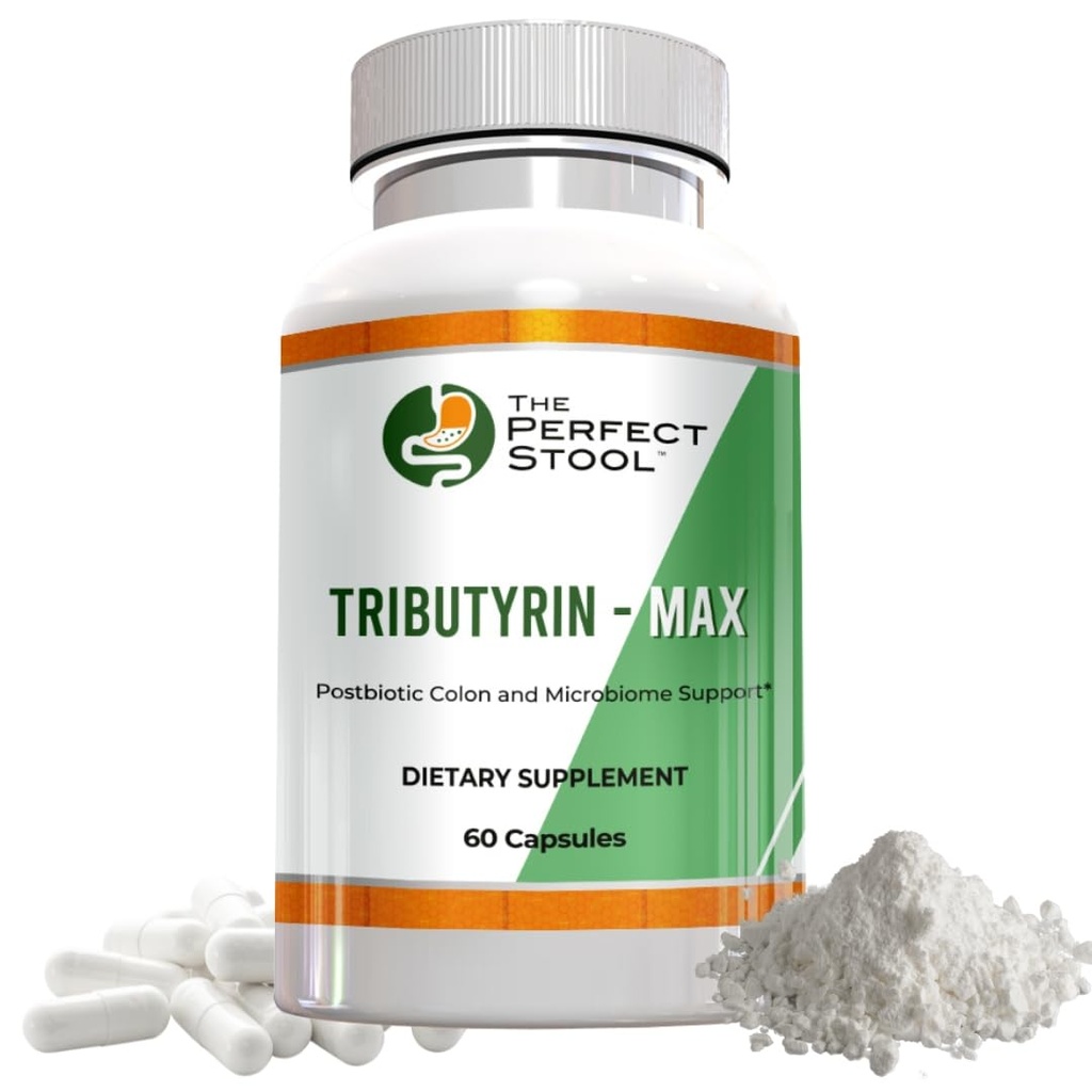 Tributano- Max Postbiotic Butyrate Supplement; Bloating, Gas and Leaky Gut Support; Perfect, Clean Wipe Poops; 750 mg Enteric kapsułki; 3. strona Tested gluten / Dairy-Free