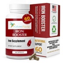 Nature's Nectar Blood Builder Iron Supplement for Men & Women – Slow Release Non-Constipating Iron Capsules with Vitamin B-12, Folic Acid & Vitamin C – Supports Red Blood Cell Production 60 Capsules
