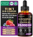 Venture Pal Witamina B Complex Liquid Drops, B12 Methylcobalamine Index 124; B9 Folic Tide 124; B1, B2, B3, B5, B6, B16 - Witamina C, Cholina, Inozytol, Immune & Energy Metabolizm, Mózg i wsparcie serca