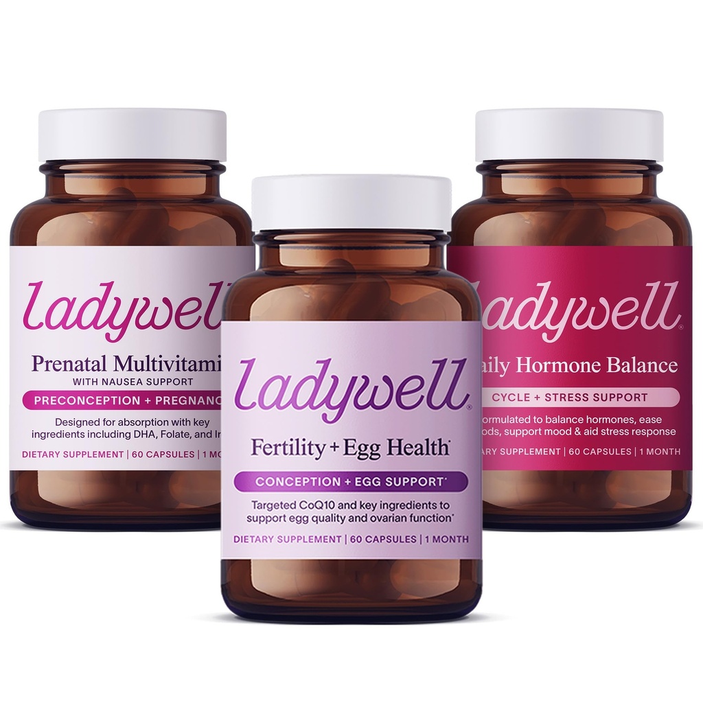 Ladywell Prenatal Multivitamin with Fertility + Egg Health, Daily Hormone Balance Capsules for Women, CoQ10, Folate, Vitamin D, Hormone & Cycle Support