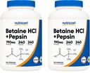 Nutricost Betaine HCl + Pepsin 790mg, 240 kapsułki, 2 butelki (480 kapsułek)