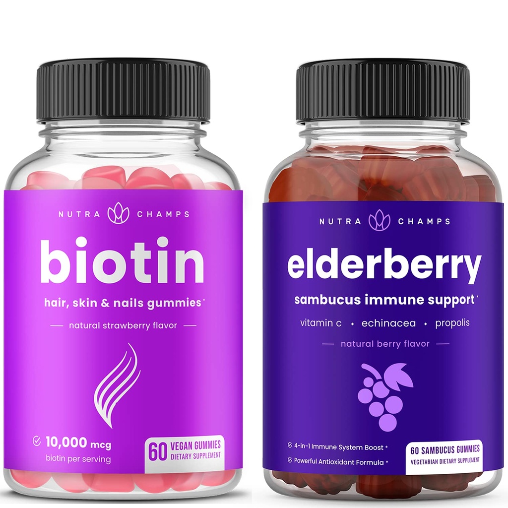 NutraChamps Biotin Gummies i Elderberry Gummies Bundle