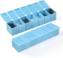 Cotygodniowe małe pióro Organizator, 7 dniowy pióro Case, Daily Witamina Case Medicine Box, Pill Container for Medicine Supplements Fish Oil (2szt, niebieski)