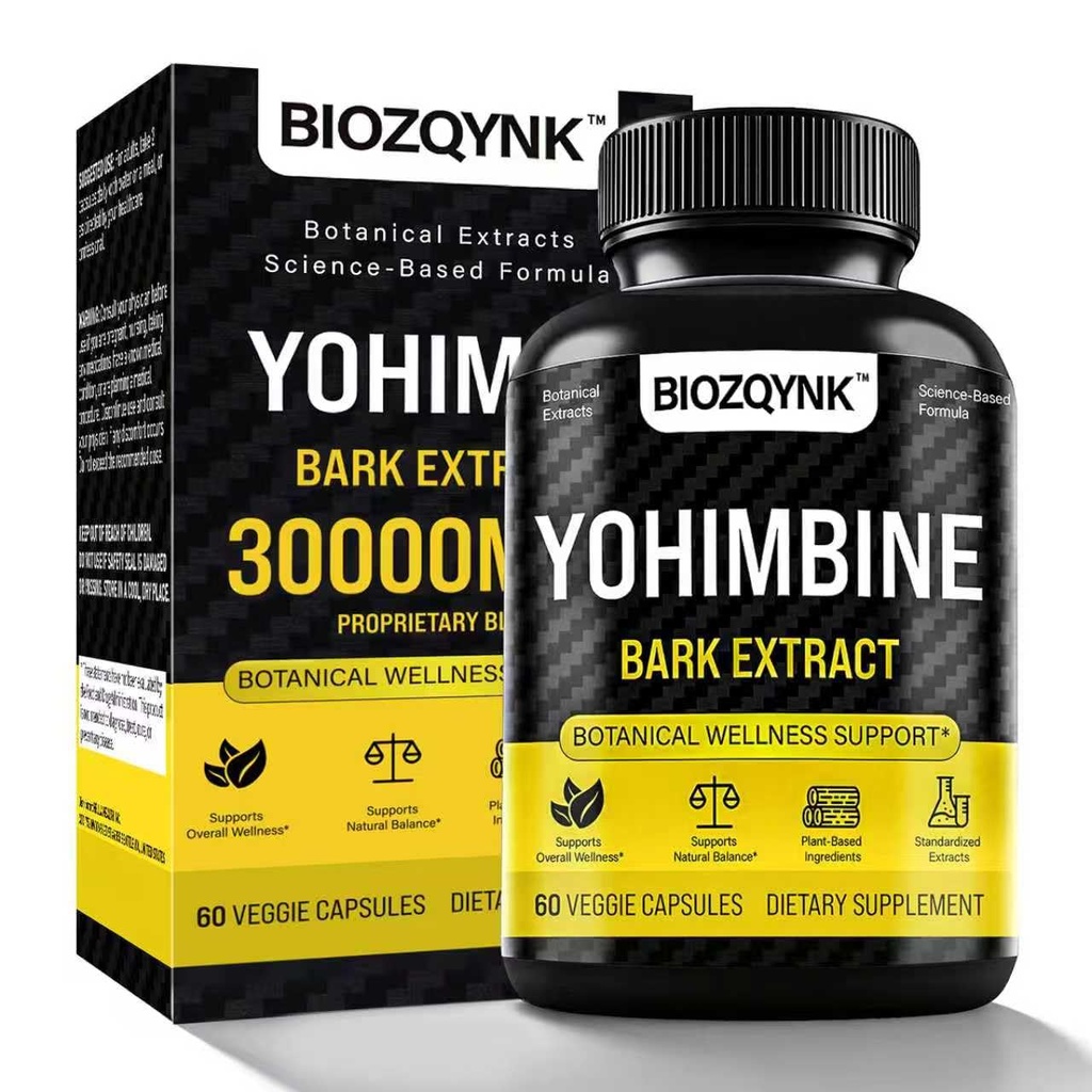 Formuła Witalności Botanicznej - Yohimbe Extract + Muira Puama + Maca Root + Black Pepper & Cynk - Mieszanka oparta na plancie do codziennego Wellness - 60 Kapsułek wegańskich