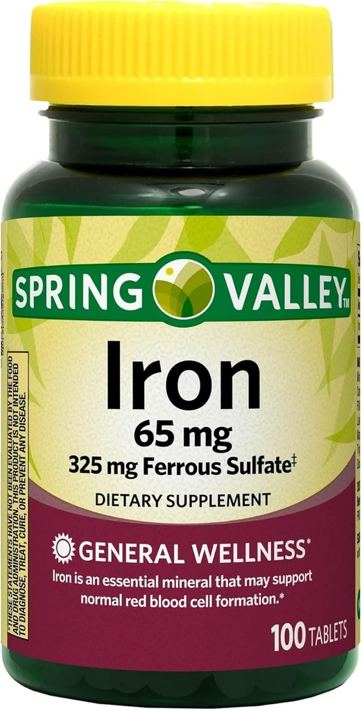 Spring Valley - Żelazko 65 mg, 100 tabletek