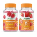 Żywy Magnez + Witamina D 5000 IU, Gummies Bundle - Wielki Degustacja, Suplement witaminy, Bez glutenu, Bez GMO, Gummy do żucia