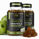 Soursop Leaves & Soursop Fruit Gummies - 3000mg Soursop Extract - 2 Pack Graviola Supplement - Soursop Fruit and Leaf - 120ct - Sugar- Free - Gluten Free - Non-GMO - Vegan Friendly