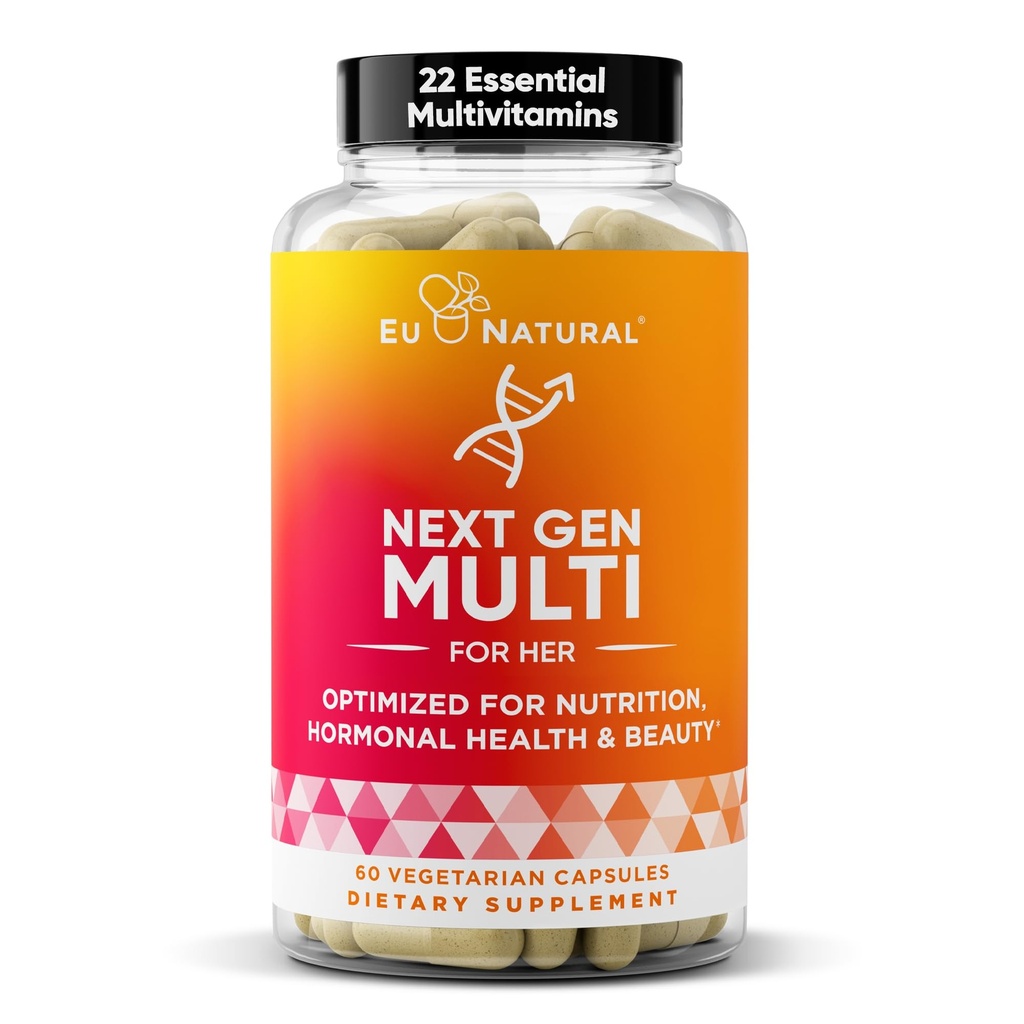 Następny Generał Multivitamin dla Kobiet - 22 Zoptymalizowane witaminy dla odporności, Piękno, Mózg, Energia, Kości i Serce - Witamina C, D, E, K, Żelazo, B6 i DHA - 60 Kapsułki wegetariańskie (Opakowania maja Vary)
