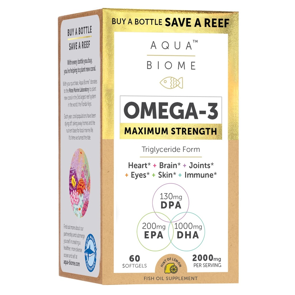 Enzymedica Aqua Biome Maksymalna moc Omega 3 Olej rybny, 60 Softgels