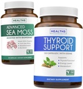 Paczka Tyroid Support & Sea Moss - Sea Moss Thyroid Care Pack - Tyroid Support with Iodine (120 Caps) & Irish Sea Moss Capsules - Surowy Vegan Supplement with BioPerine (Non-GMO & Organic)