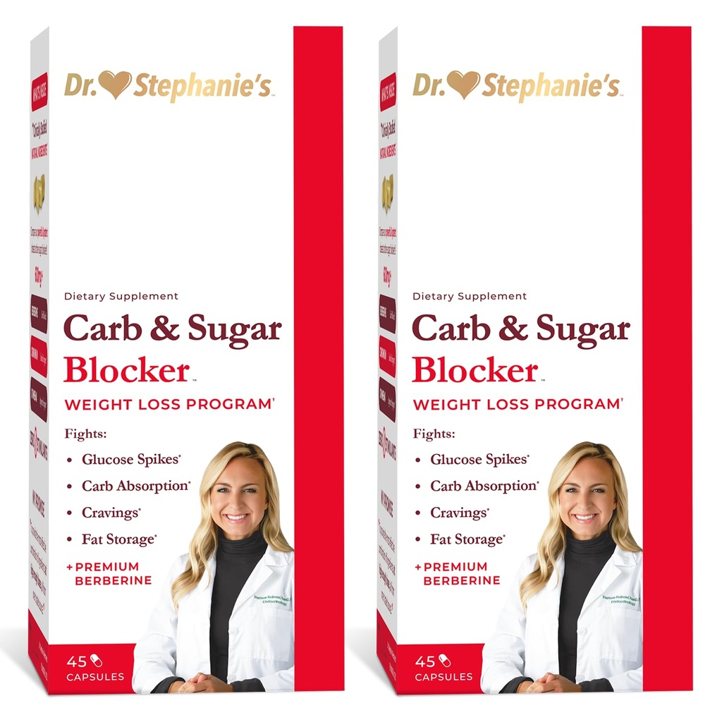 Dr. Stephanie 's Mealtime Carb & Sugar Blocker - Reduce trawione węglowodany & Cukry, Stymulant- Free (2 Pack)