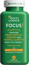 Health Logics Focus! - Suplement mózgu dla pamięci, klarowności, Koncentracja z Choliny, Ginkgo Biloba, Alpha GPC, Fosfatydyloseryna, Bacopa Monnieri l 60 Kapsułki l Non-GMO