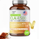 Czystość Labs CLA Suplementy 4500MG - Olej z krokosza barwierskiego niezawierający GMO - Pomaga w energii, utracie wagi, zdrowiu serca i zdrowiu mięśni - 180 Żelki miękkie