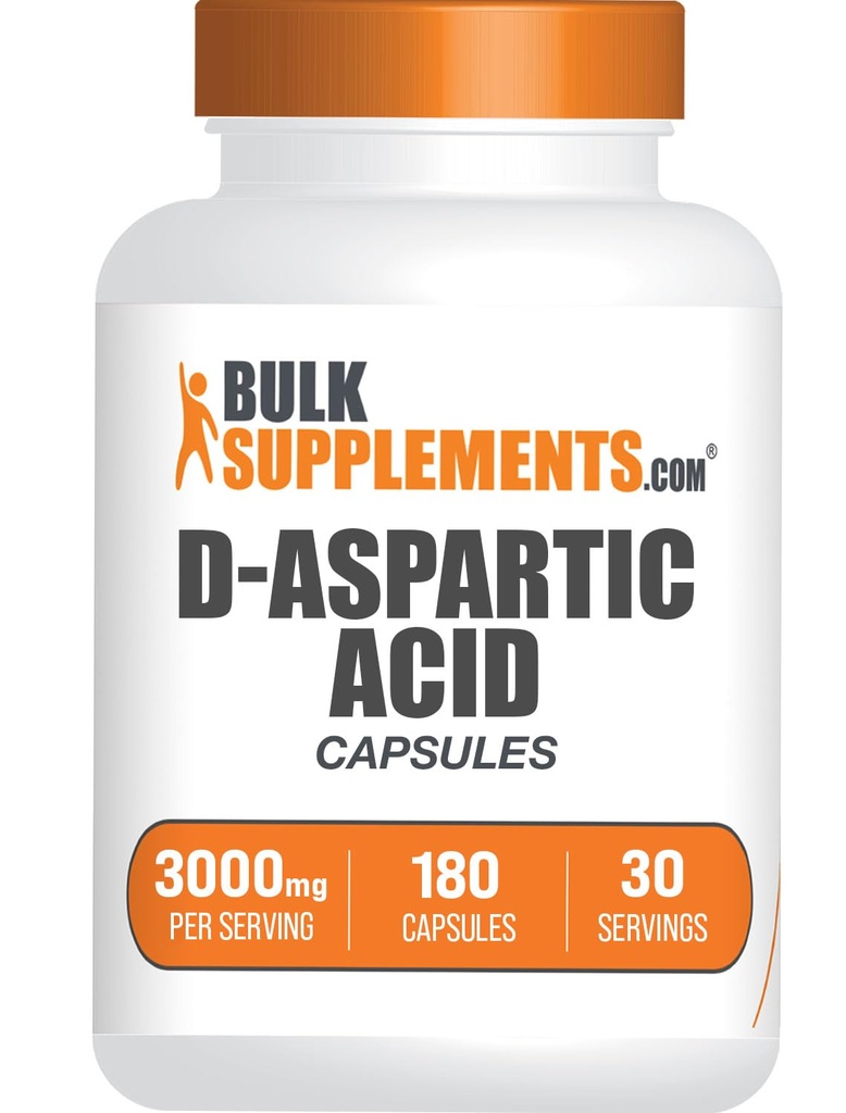 Suplementy do pęcherzyków D- Aspartic Acid Kapsułki - Suplement DAA dla mężczyzn i kobiet, D- Aspartic Acid 3000mg - Unflavored & Soy Free, 6 Kapsułek na porcję, 180 Kapsułek (Opakowanie po 1)