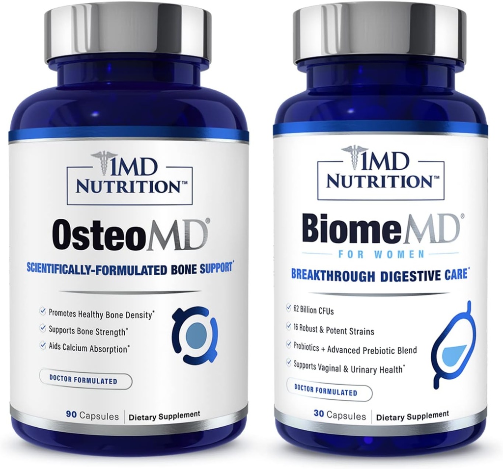 1MD Nutrition OsteoMD & BiomeMD dla kobiet w grupie 124; Kompleksowe wsparcie kości i zdrowie moczu