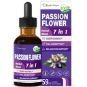 Passion Flower Liquid Drops for Sleep Support, Natural Herbal Formula z Valerian Rumianek Korzenny ekstrakt Wsparcie Sleep Sorely & Relaxation. Wysoka dostępność biologiczna Suplement.2oz