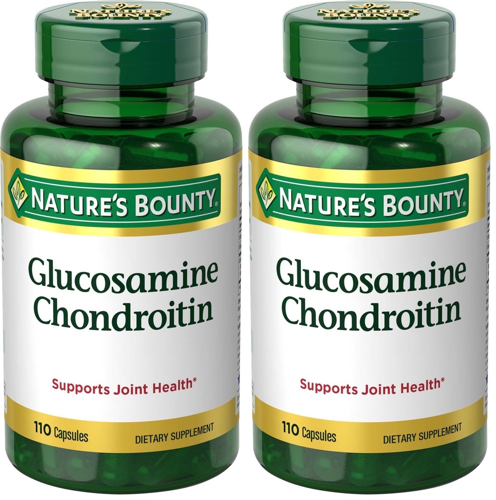 Nature's Bounty Glucosamine Chondroitin Pills and Dietary Supplement, Support Joint Health, 110 Capsules (Pack of 2)
