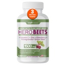Gade Nutrition Hero Beets - Beet Root Capsules 1500mg - Organic Beet Root Powder + witamina C Cynk, Elderberry, Grape Seed Extract - 3 miesiące dostaw