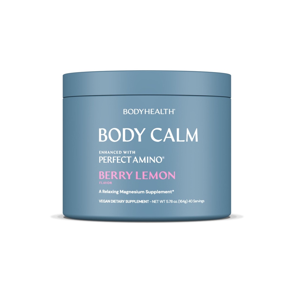 Ciała BodyHealth spokój wzmocniony PerfectAmino, Wysoka absorpcja suplement magnezu dla mężczyzn i kobiet, Magnezu proszek do snu, Berry Lemon (40 Służenie)
