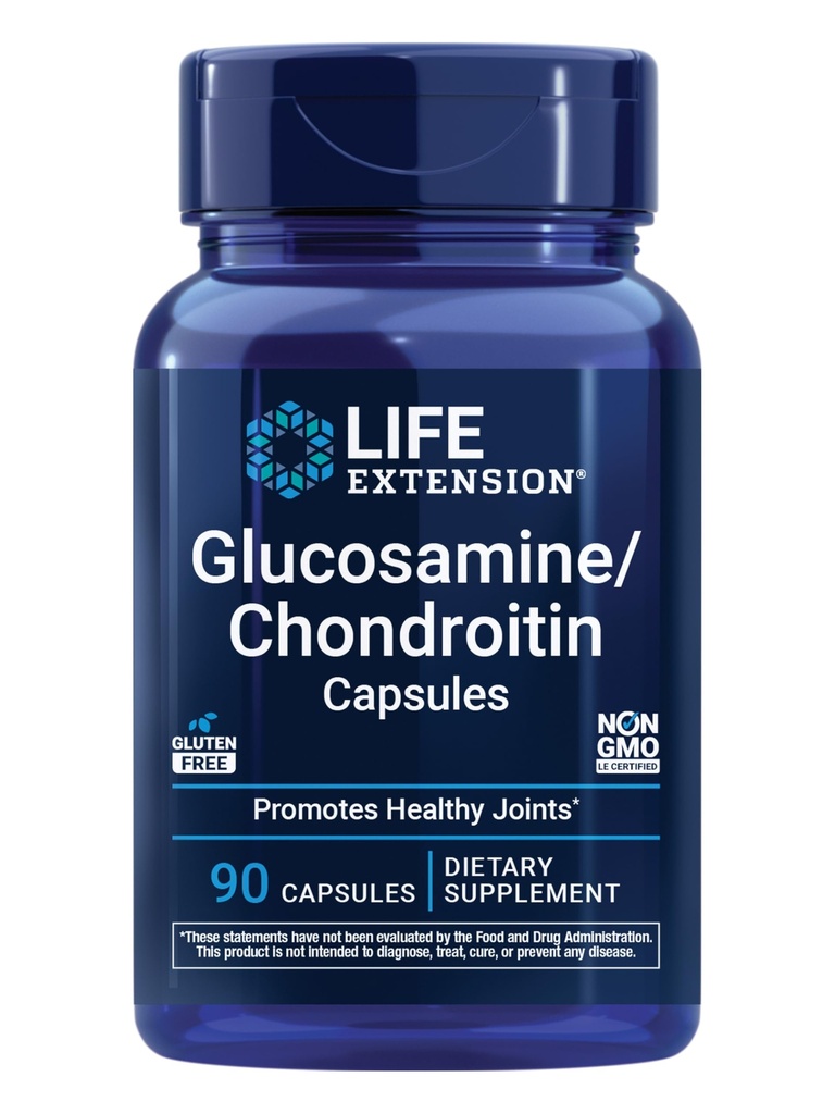 Life Extension Glucosamine/Chondroitin Capsules for Healthy Joints and Cartilage, Non-GMO, Gluten-Free, 90 Capsules