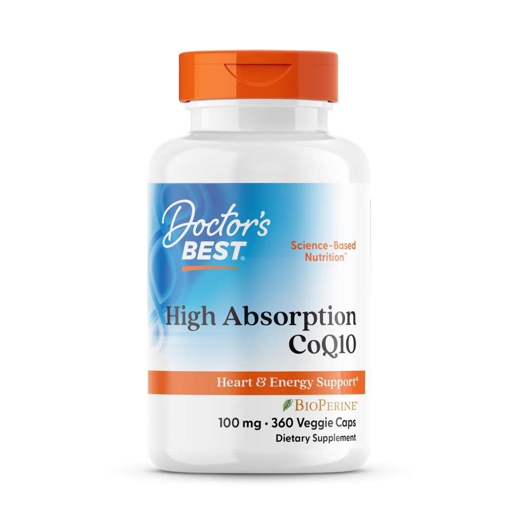 Najlepsze Doctor 's High Absorption CoQ10 z suplementem BioPerine - Koenzym Q10 Czapki dla zdrowia serca i wsparcia przeciwutleniaczy, naturalnie fermentowane CoQ10 - 360 Kapsułki Veg