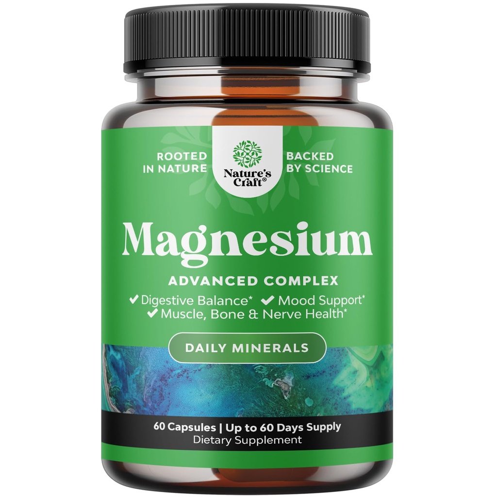 Wysoka absorpcja Magnezu Complex Supplement - Tlenek magnezu 500mg z cytrynianem 500mg do wspomagania snu i nastrojów - Czysty Citrate per Serving for Muscle Stomach and Trawienie