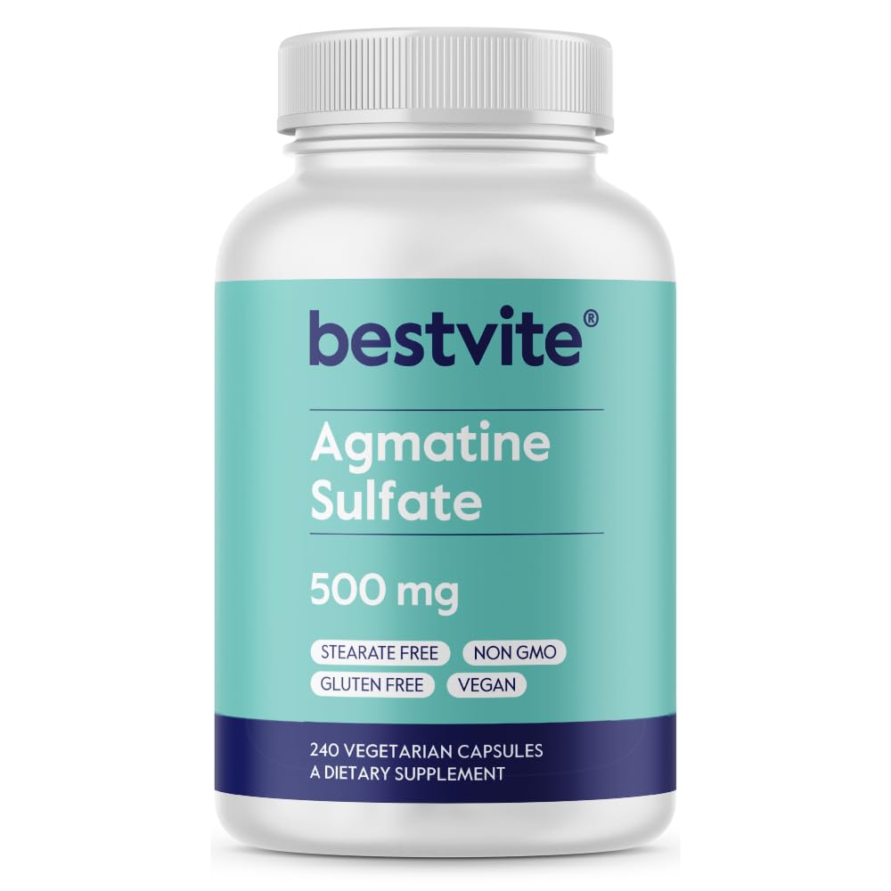 BESTVITE Agmatine Sulfate 500mg (240 Veg Caps) - No Stearates - Vegan | Non GMO - Gluten Free - Nitric Oxide Support*